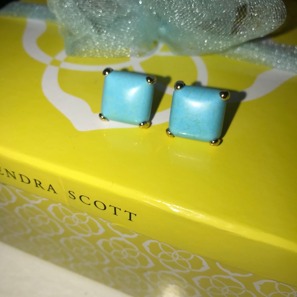 Kendra Scott stud turquoise square earrings